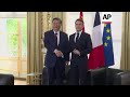 French President Macron welcomes Chinese President Xi to Elysee Palace in Paris