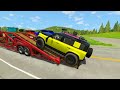 TRANSPORTING PIXAR CARS & FRUITS WITH COLORED & JOHN DEERE vs CLAAS vs TRACTORS - BeamNG.drive #962