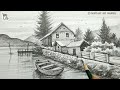 River side Houses in a Scenery Art with Pencil || Easy Pencil Art