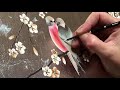 How to paint a beautiful silverleaf canvas with blossom and birds