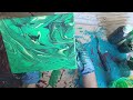 Acrylic Pouring Episode #2: Forest Nature Inspired Puddle Swipe 💚 🟢