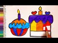 draw a beautiful birthday cake cartoon for kids
