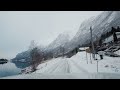 Relaxing Snowy Drive in Norway | Olden to Geirangerfjord, Driving Sounds for Sleep and Study ASMR