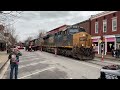 People In Way Of 3 Street Running Trains, Light Up LaGrange!  2+ Mile Long Train, 8 Locomotives, CSX