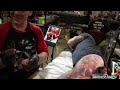 Step by step of a collaborative portrait tattoo done at the Philadelphia Tattoo convention