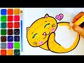 How to draw a cat. Drawing lessons for children Coloring. Easy drawing. Channel for children