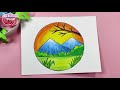 Cómo dibujar un PAISAJE DE CAMPO CON LÁPICES DE COLORES - ideas de paisajes