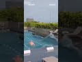 Strong earthquake hits Taiwan causing rooftop pool to spill over