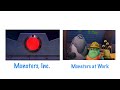 Comparison Monsters Inc and Monsters at Work Final Scene