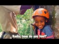 Ziplining with the family at Griffin Falls Camp in Uganda