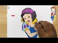 Glitter Drawing Of Princess Belle & Snow White || Disney Princess Drawing For Kids And Toddlers