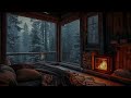 Relaxing Sleep Music with Rain Sounds on the Windows: Thunder with Heavy Rain Sounds, Crackling Fire