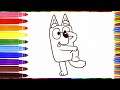 How to Draw Bluey dancing | Easy Drawing Bluey for Kids 💙🐶🐾