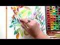 Easy Watercolor Leaves - One Brush Painting