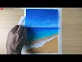 Easy Seascape Drawing/ Oil Pastel/ Ocean Beach Scenery drawing Step by step