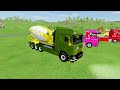 TRANSPORTING MIXER TRUCK, EXCAVATOR, POLICE CARS, AMBULANCE, FIRE TRUCK , BULLDOZER TO GARAGE- FS22