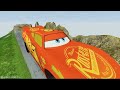 Big & Small Lightning McQueen Boy,King Dinoco vs Tow Mater,Pixar Car vs 100 CONTAINER😱 -BeamNG.Drive