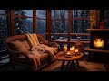 Cozy Snowfall on Window - Blizzard & Fireplace Sounds, Deep Sleep, Study, and Relaxation Sounds