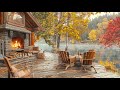 Rainy Autumn Morning Atmosphere 🌄Warm Autumn Fireplace Sounds & Relaxing Rain Sounds to Sleep
