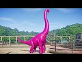 Brachiosaurus Color Pack vs Indominus Rex vs T-Rex  Dinosaurs Fighting in Jurassic World Evolution