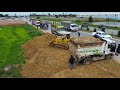 Starting New project!!, Bulldozer Komatsu D31-P Push the ground, Landfill by 5ton dumping truck