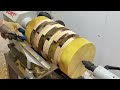 The Amazing Art Of Woodworking - Skillful Carpenter Turns Old Logs Into Works Of Art On Wood Lathe