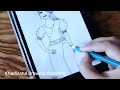 How to draw a traditional girl with beautiful saree very easy #artdrawing  #youtubevideo#trending