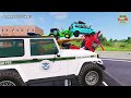 Double Flatbed Trailer Truck vs speed bumps|Busses vs speed bumps|Beamng Drive|841