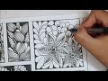 8 Flower Zentangle Pattern For Beginners |Zentangle patterns |Doodle Pattern | Zen-doodle