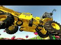 TRANSPORTING HUGE EXCAVATOR, BIG TRACTOR,  MIXER TRUCK, POLICE CAR TO GARAGE WITH MAN TRUCK - FS22