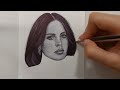 Realistic drawing with pen | LANA DEL REY portrait | timelapse portrait lana del rey