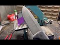 Knife sharpening setup on a 1x30 belt sander