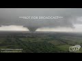 5-29-2019 Canton, Tx Stovepipe tornado doing damage large debris being thrown from drone close range