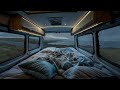 Seaview Rainy Serenade: Rain from Clifftop Combi Van 🚐⛈️🌊🌿😴