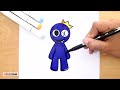 Cómo dibujar a BLUE Animado (Rainbow Friends) ¡Fácil!