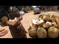 Having a roadside coconut and coconut water in Accra, Ghana