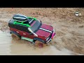 Rc Car Mud Off Road Land Rover Bronco driving in sticky mud. Traxxas Trx4 Bronco RC rock crawler