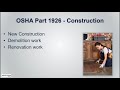 Differences between OSHA general industry training and OSHA construction training