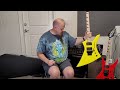 JACKSON KEXM Kelly Explorer style guitar Neon Highlighter color. It must have EMG's. Unboxing.