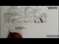 Village scenery pencil drawing | How to draw scenery | Natural drawing