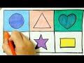 Draw and Colour Geometric shapes step by step | Kids Shapes and Colours learning.