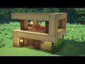 ⚒️ Minecraft : How To Build a Small Survival Wooden Modern House_마인크래프트 건축 : 작은 야생 나무 모던하우스 만들기