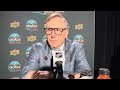 Ducks general manager Pat Verbeek speaks to the media after the first round of the 2024 NHL Draft