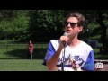 Aaron Tveit sings the National Anthem at Broadway softball league opening day