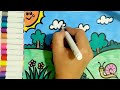 Mushroom house drawing|how to draw a cute mushroom house scenery for kids