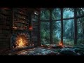 Cozy Cabin Rain And Fire Sounds🌧️🔥Relaxing Fireplace Ambience | Sleep And Meditation
