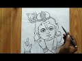 very easy line art bal krishna,krishna thakur drawing,how to draw bal gopal,how to draw lord krishna