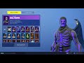 Fortnite Purple Skull Trooper showcased with 30+emotes