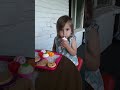 Sophia having breakfast