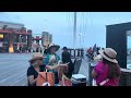 Lowering the flags at Jones beach